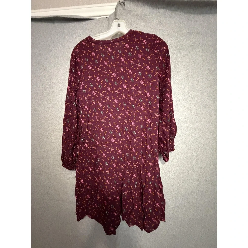 Matilda Jane Dress Womens XS Purple Floral‎ V Neck Tassel Boho Shift 3/4 Sleeve